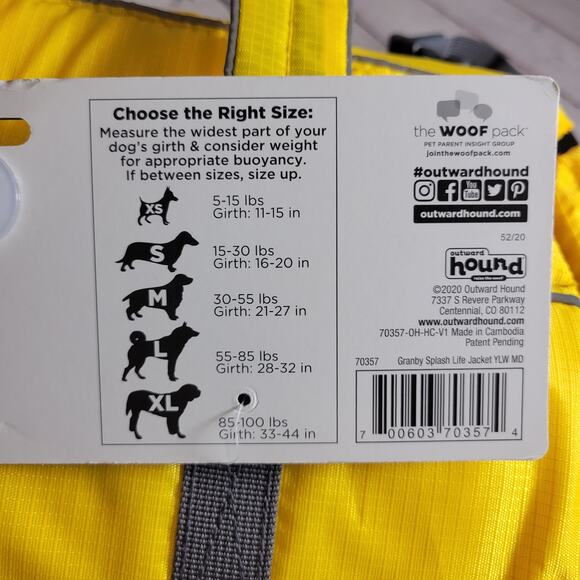 Outward Hound Granby Splash Dog Life Jacket Medium 30-55lbs Reflective Flotation - Picture 10 of 11